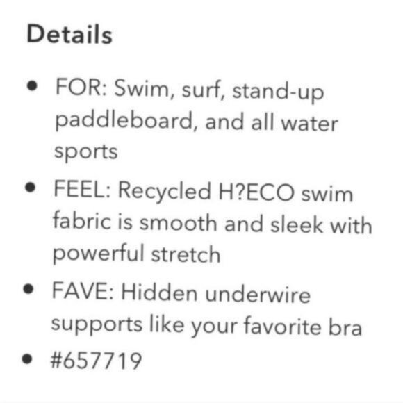 Athleta Women's Bondi Bra Cup Tankini Swim Tank UPF 50+ Beach Vacation 32 B/C - Picture 10 of 10